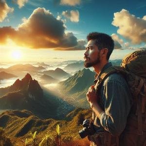 male backpacker on a hot summer day-5